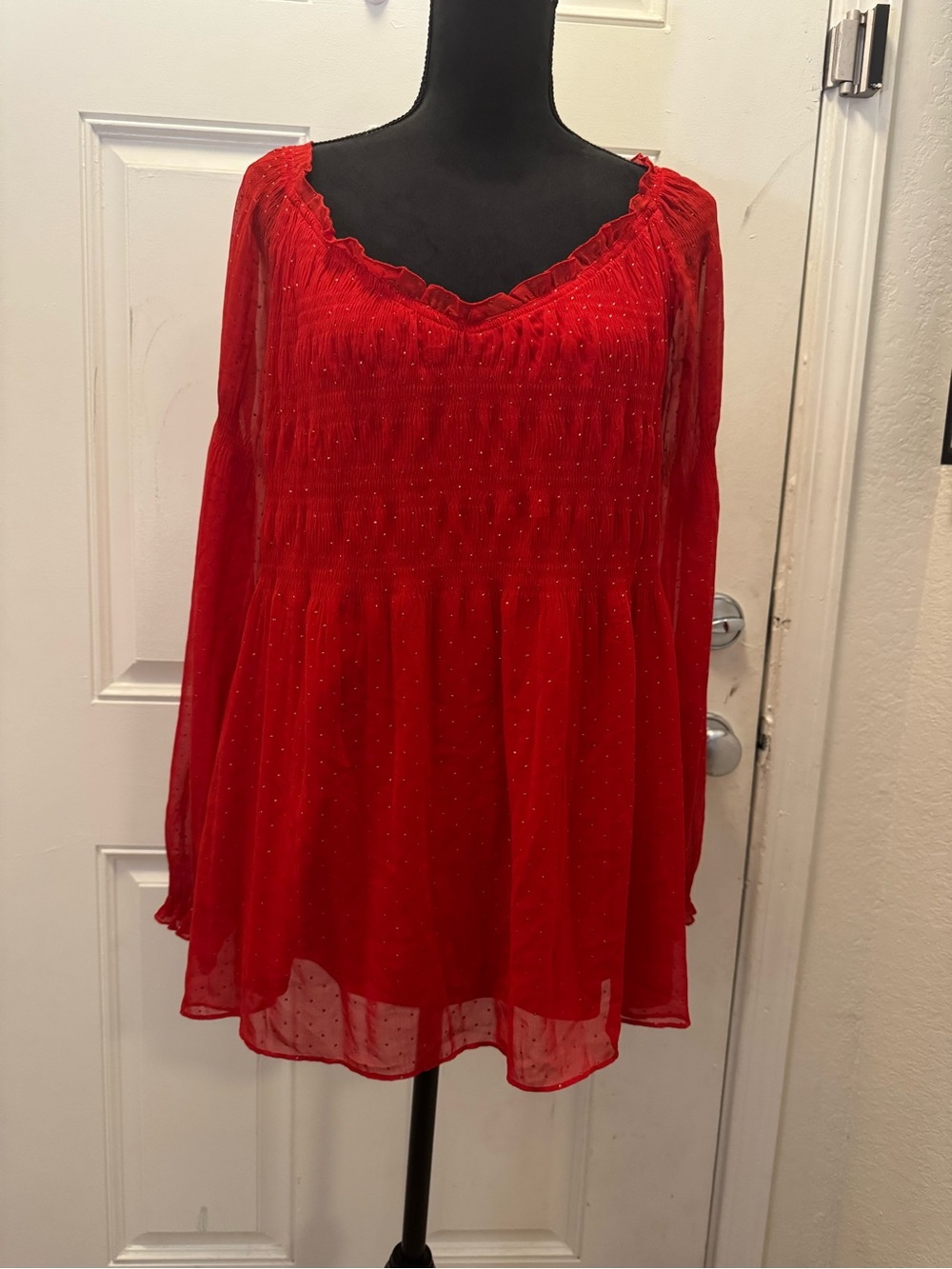 Sunny Leigh Scarlet Smocked Peasant Blouse 0128